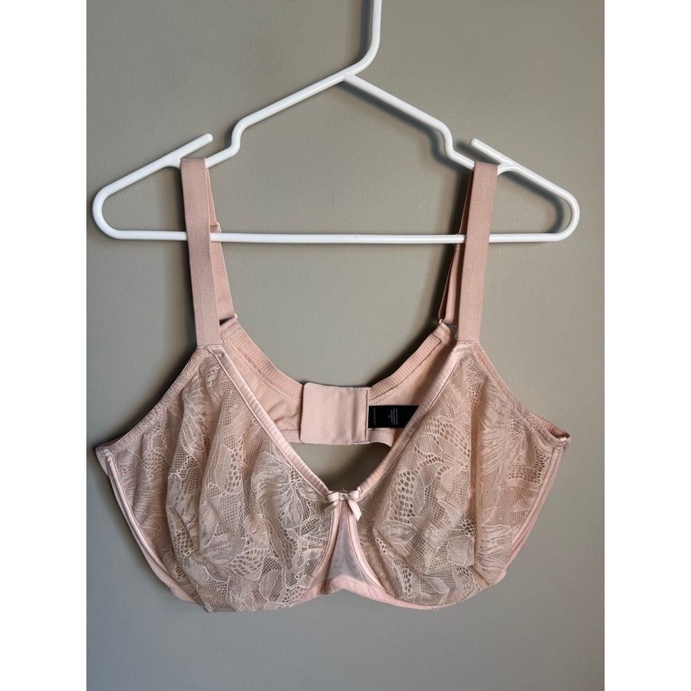 Understance Womens Powder Pink Lace Full Coverage Bra 44J Romantic Coquette